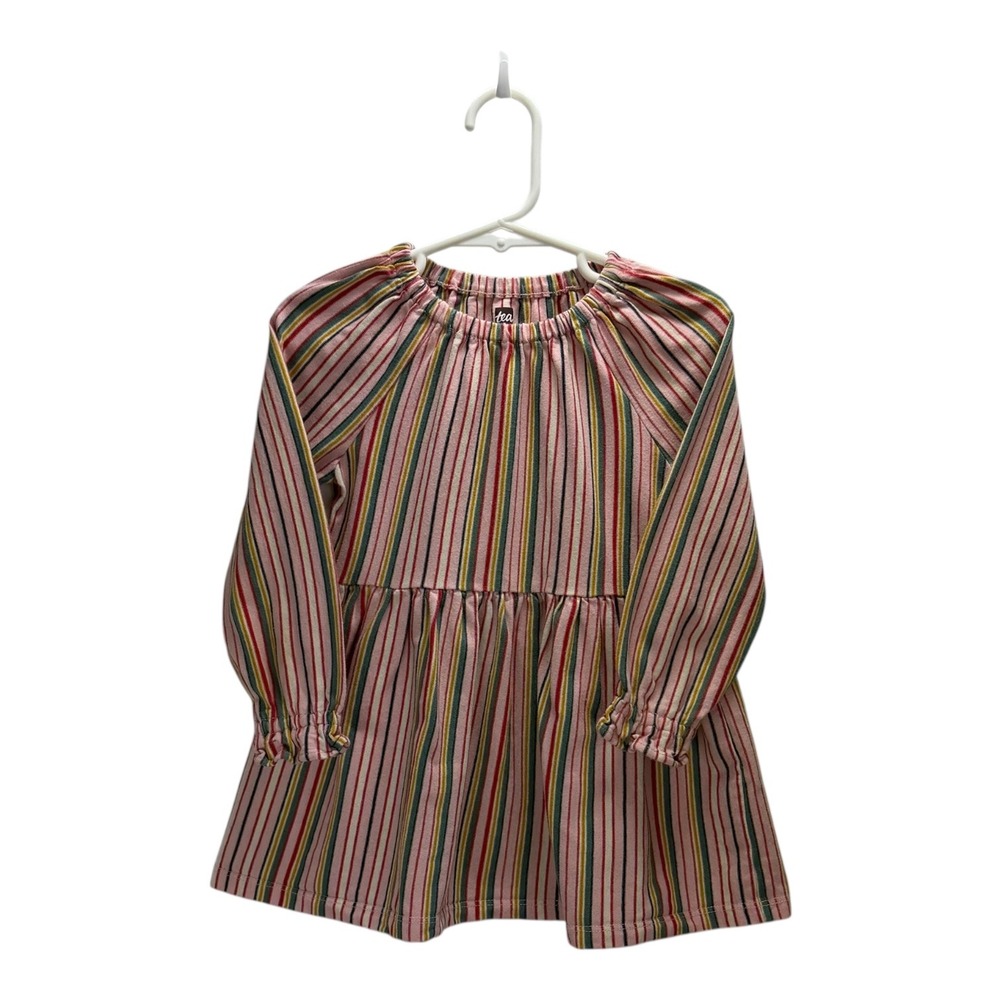 Tea Collection Striped Dress Long Sleeve Casual Playwear Pink 2T‎
